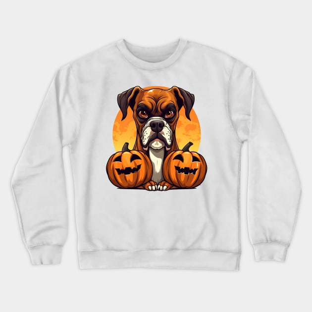 Halloween Boxer Dog #4 Crewneck Sweatshirt by Chromatic Fusion Studio